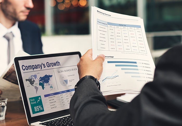 businessman analyzing financial statements