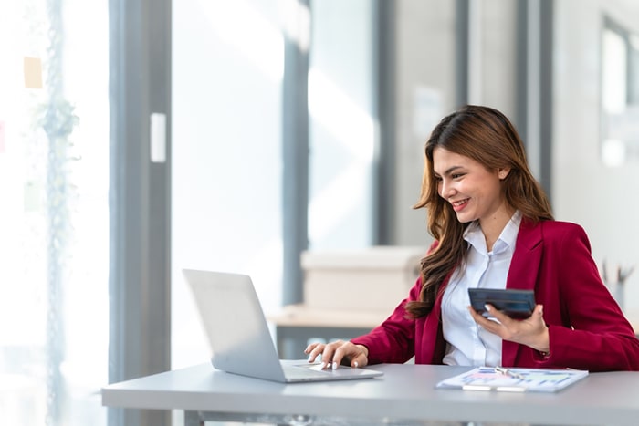 bookkeeper with accounting records